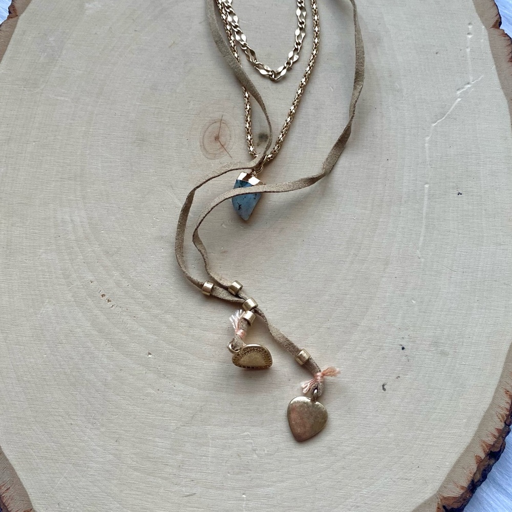 NWT Free People Outlaw Suede Layered Necklace - Picture 3 of 12